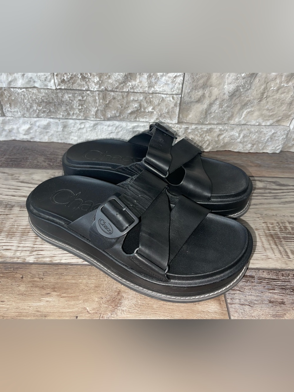 Chacos Women’s Size 9 Townes Slide Midform Slip On Sandals Shoes Platform Black